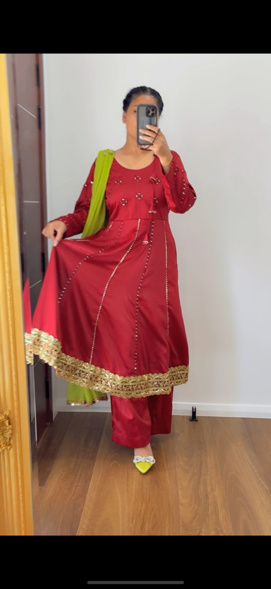 Anarkali with palazo and dupatta