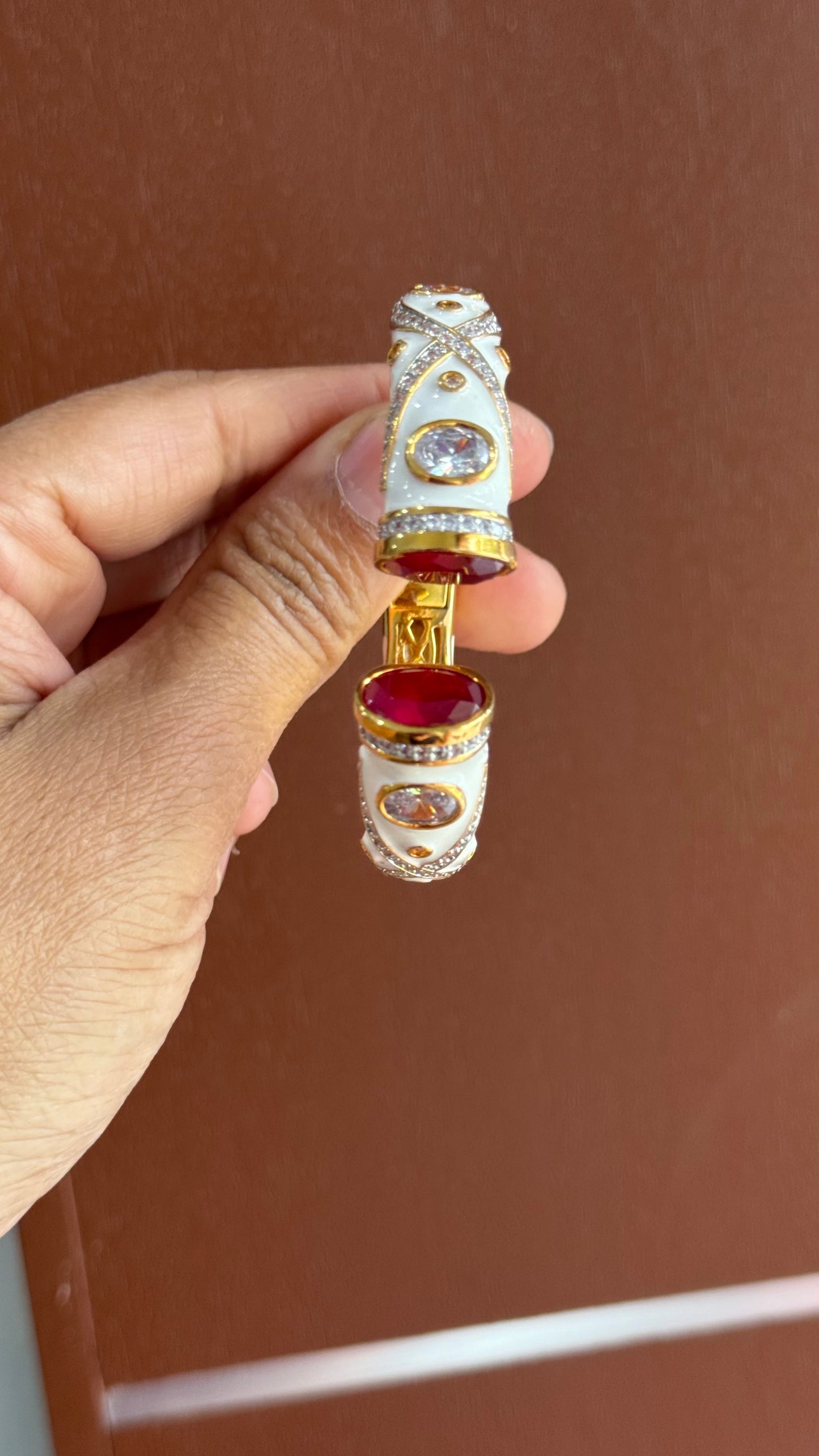 Gold plated free size statement bracelet / Kangan