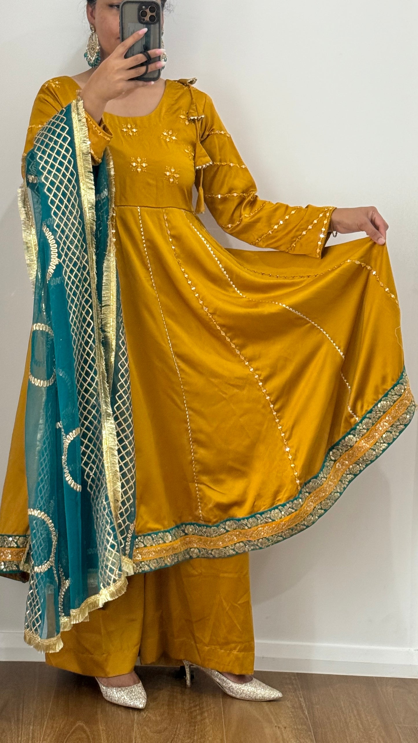 Anarkali with palazo and dupatta