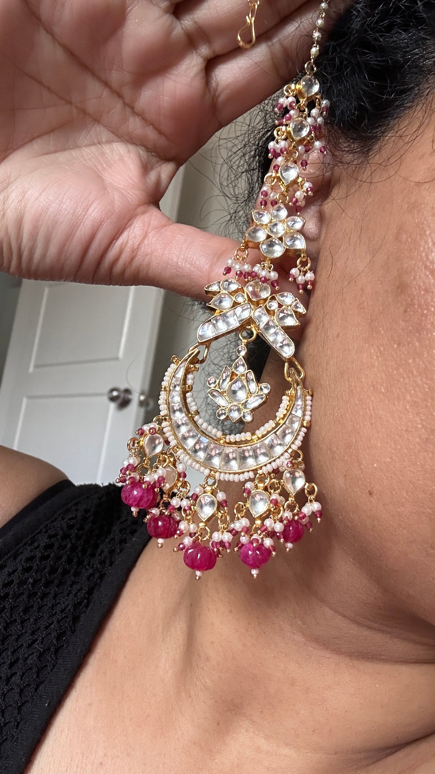 Pachi kundan earrings with sahare