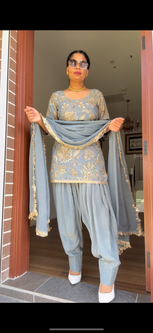 greyish blue Farshi salwar suit