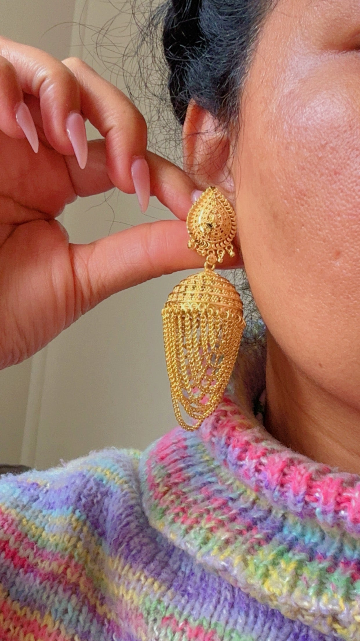 Gold look jhumka earrings