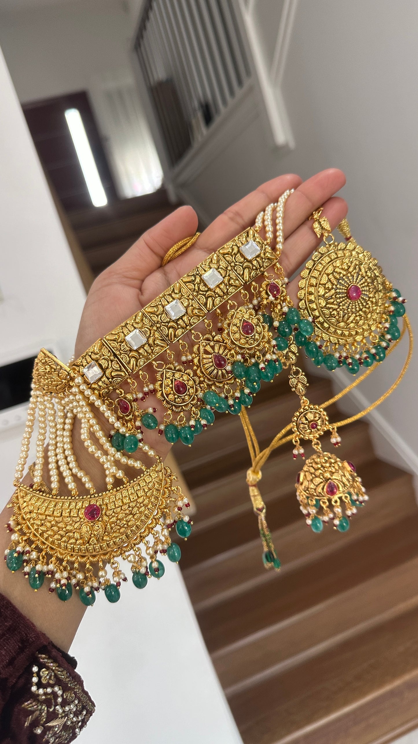 Gold look choker set sandookh bridal