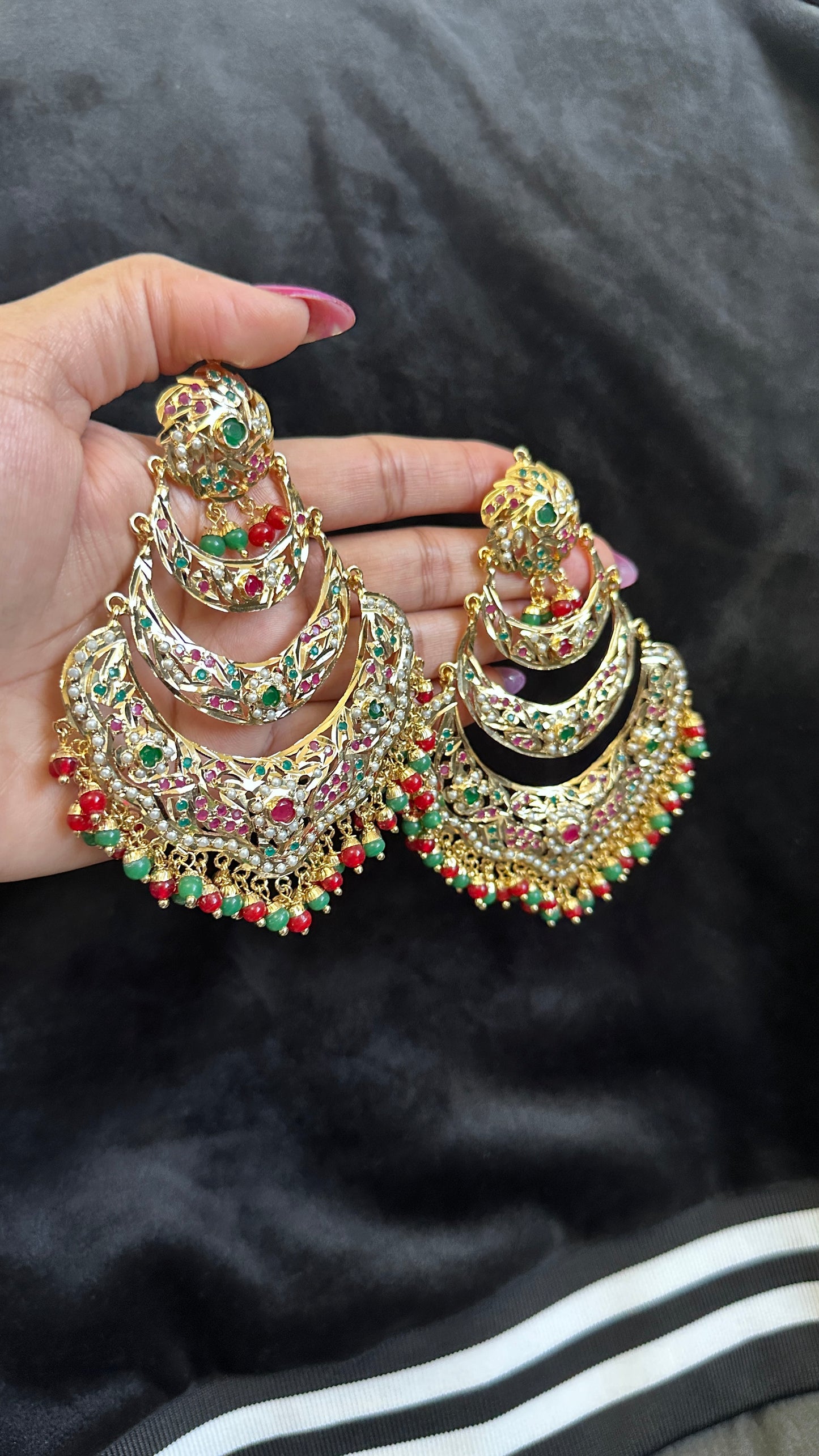 Real jadau oversized earrings