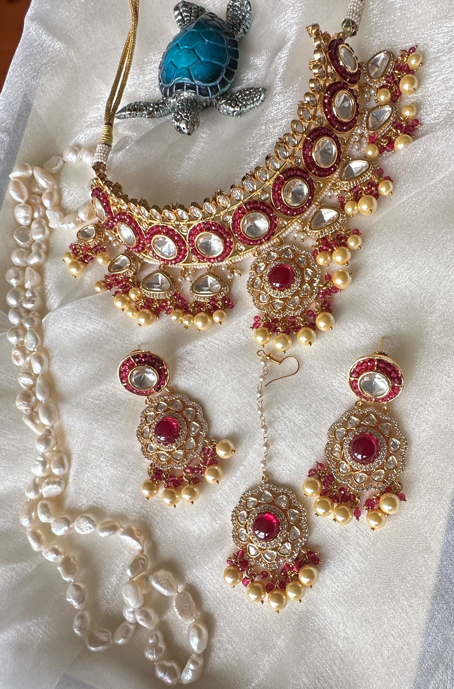 Uncut kundan choker gold plated ruby perfect for bride