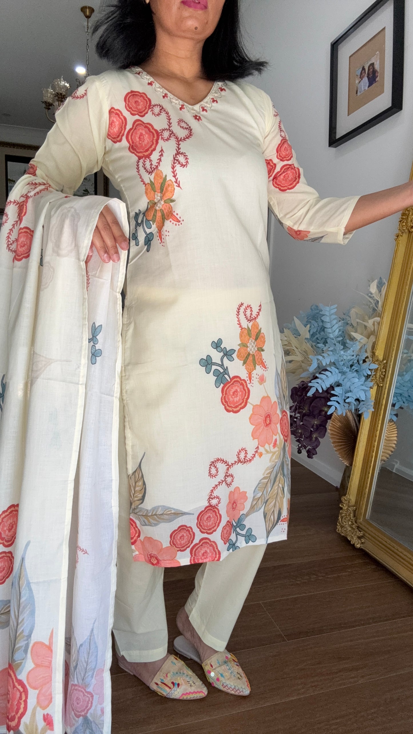 mal cotton  suit with palazo and dupatta summer wear