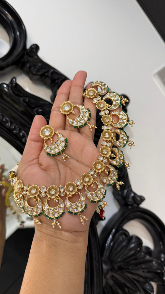 Premium Kundan Choker Set with matching earrings