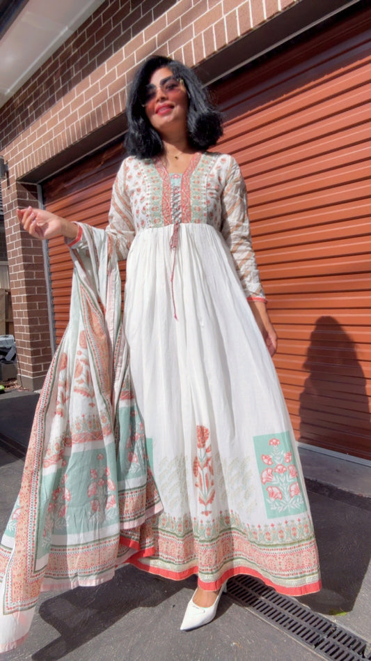 mal cotton anarkali outfit