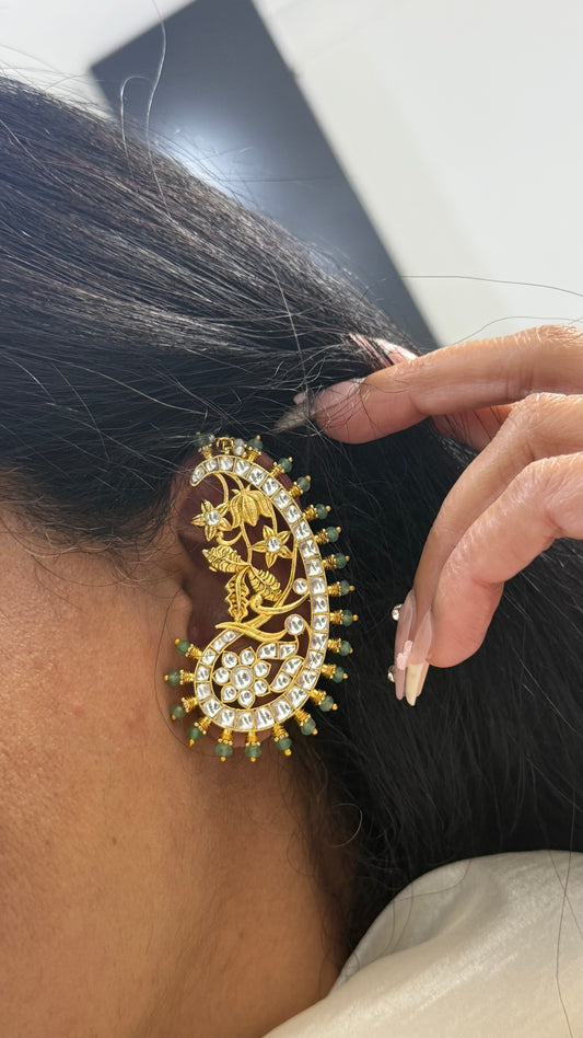 Premium Pachi Kundan Ear Cuffs & Earrings