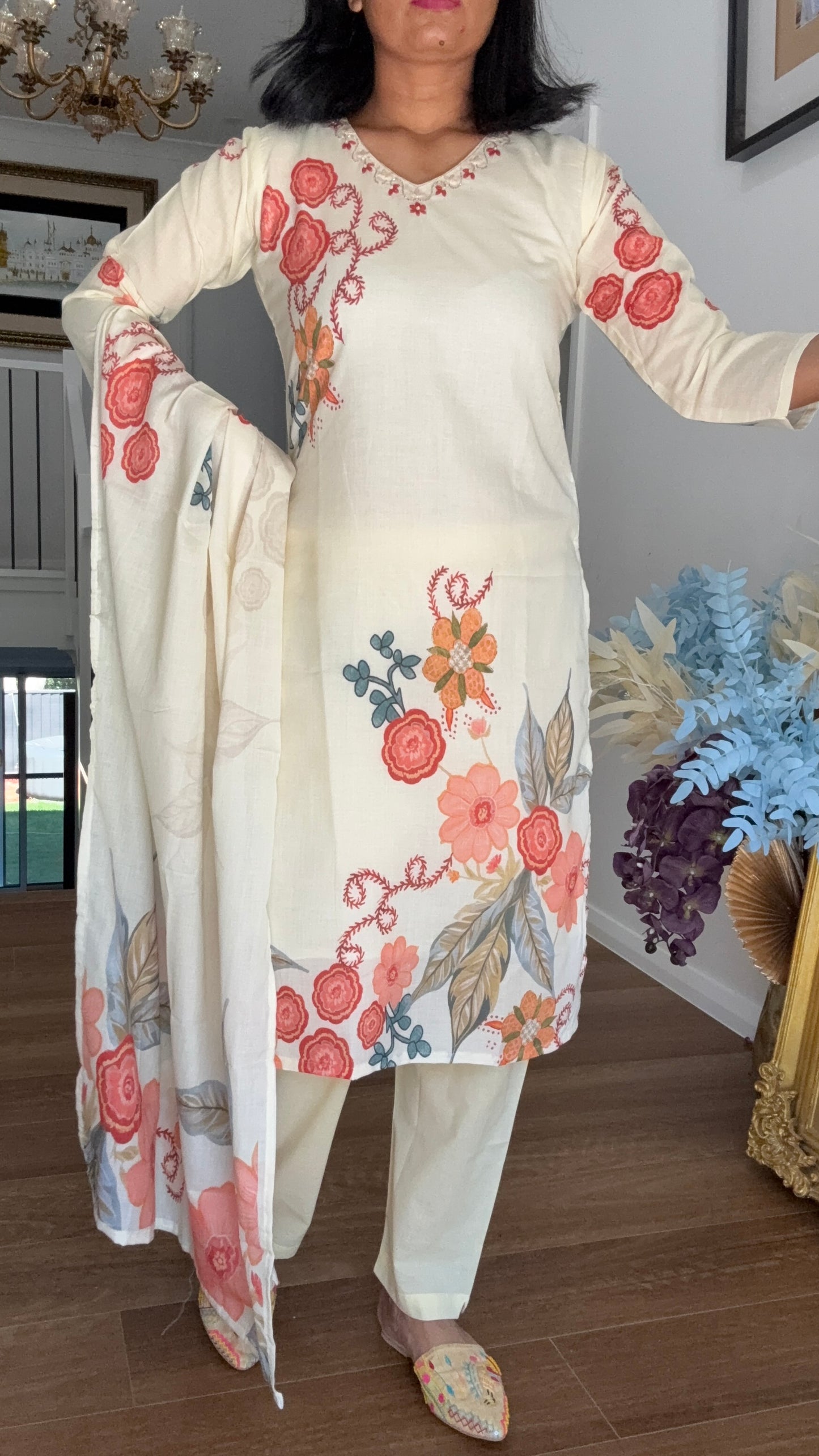 mal cotton  suit with palazo and dupatta summer wear
