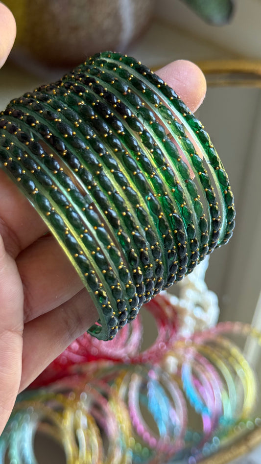 Glass Bangles for Karvachauth green