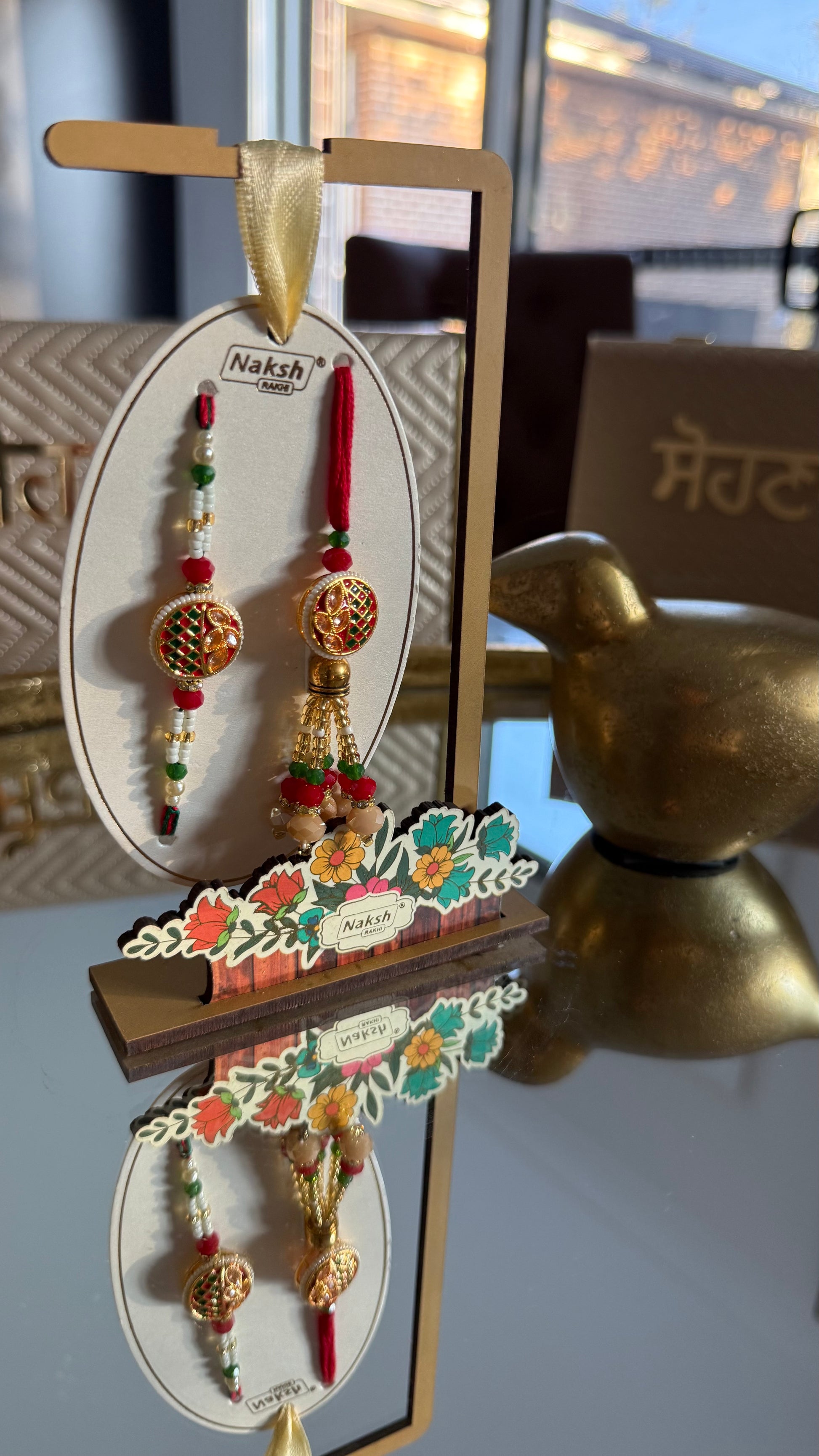 Designer Rakhi and Lumba set for Bhai and Bhabi