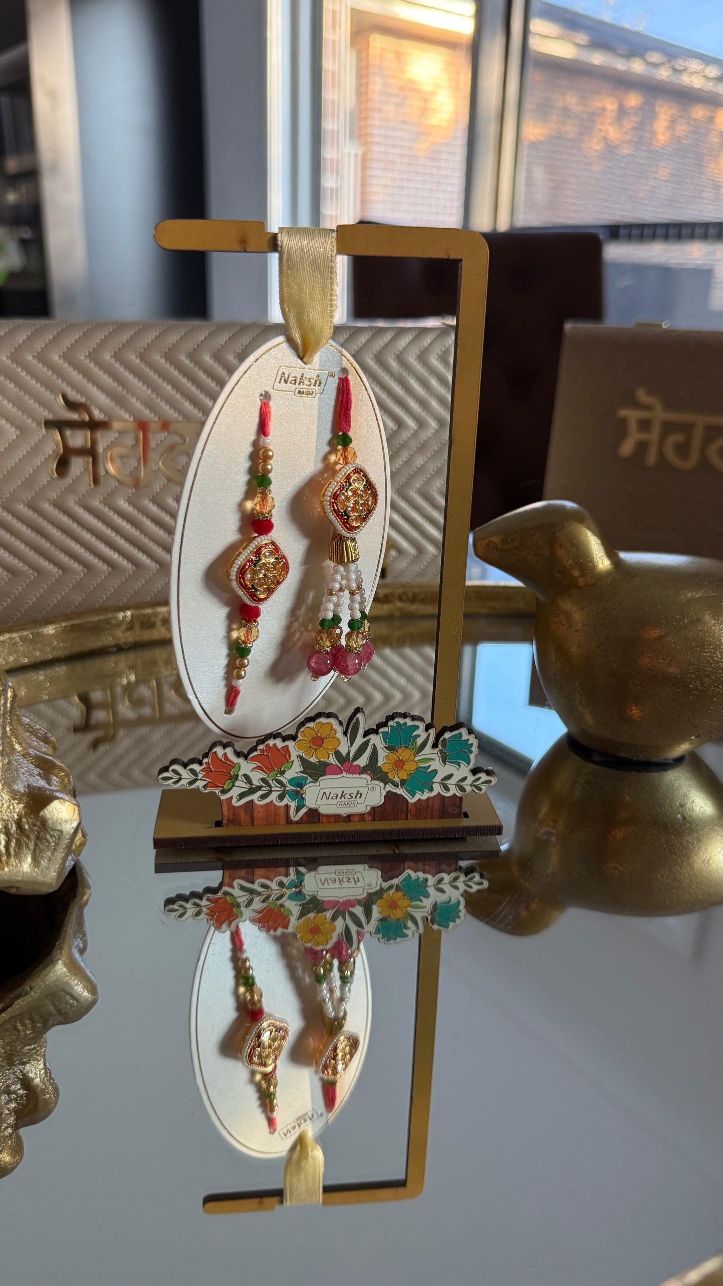 Designer Rakhi and Lumba set for Bhai and Bhabi