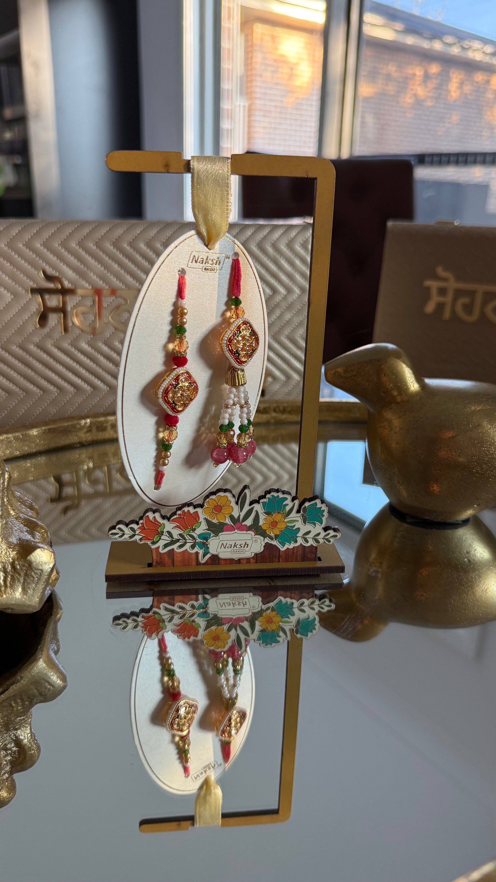Designer Rakhi and Lumba set for Bhai and Bhabi