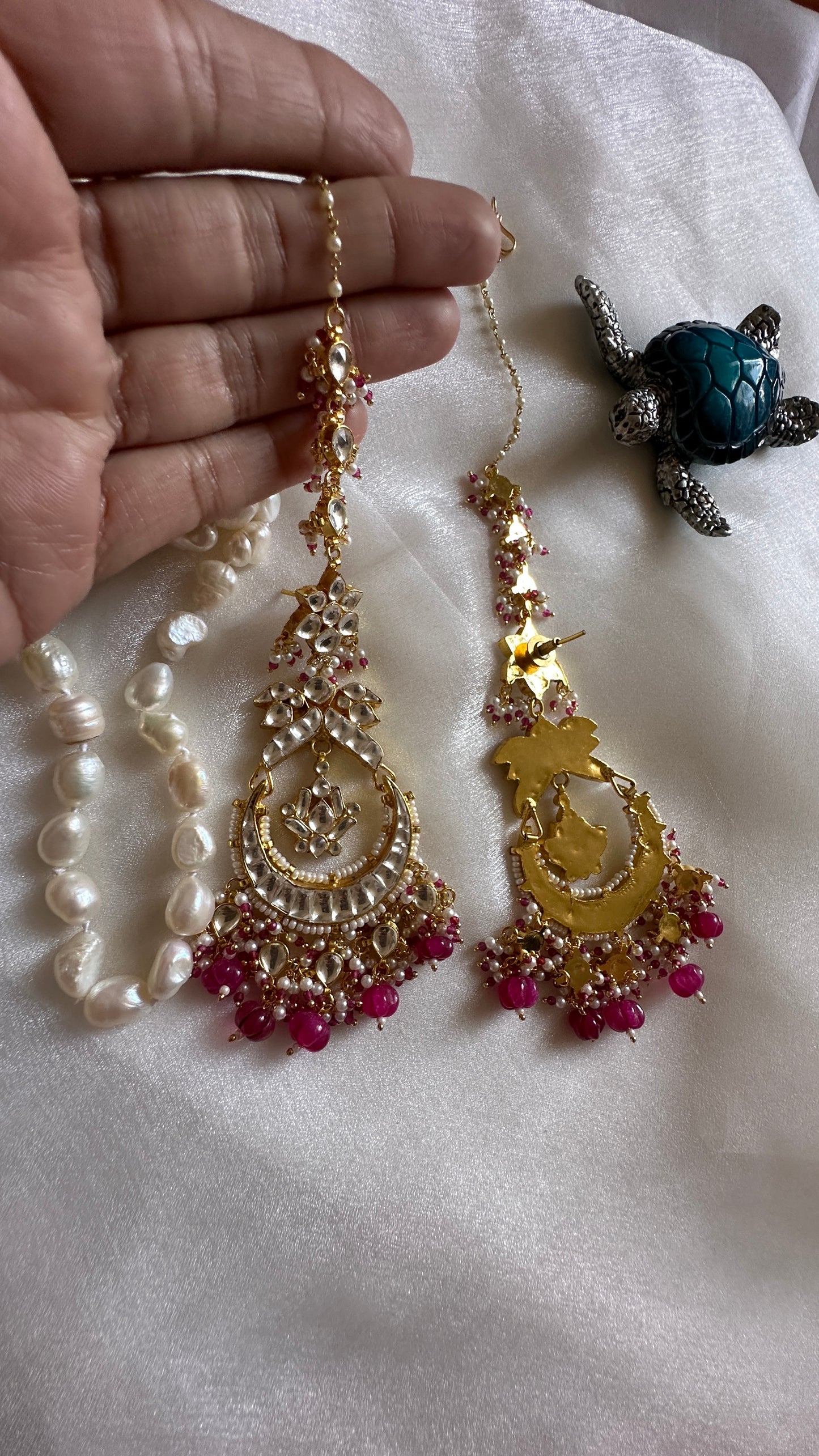 Pachi kundan earrings with sahare