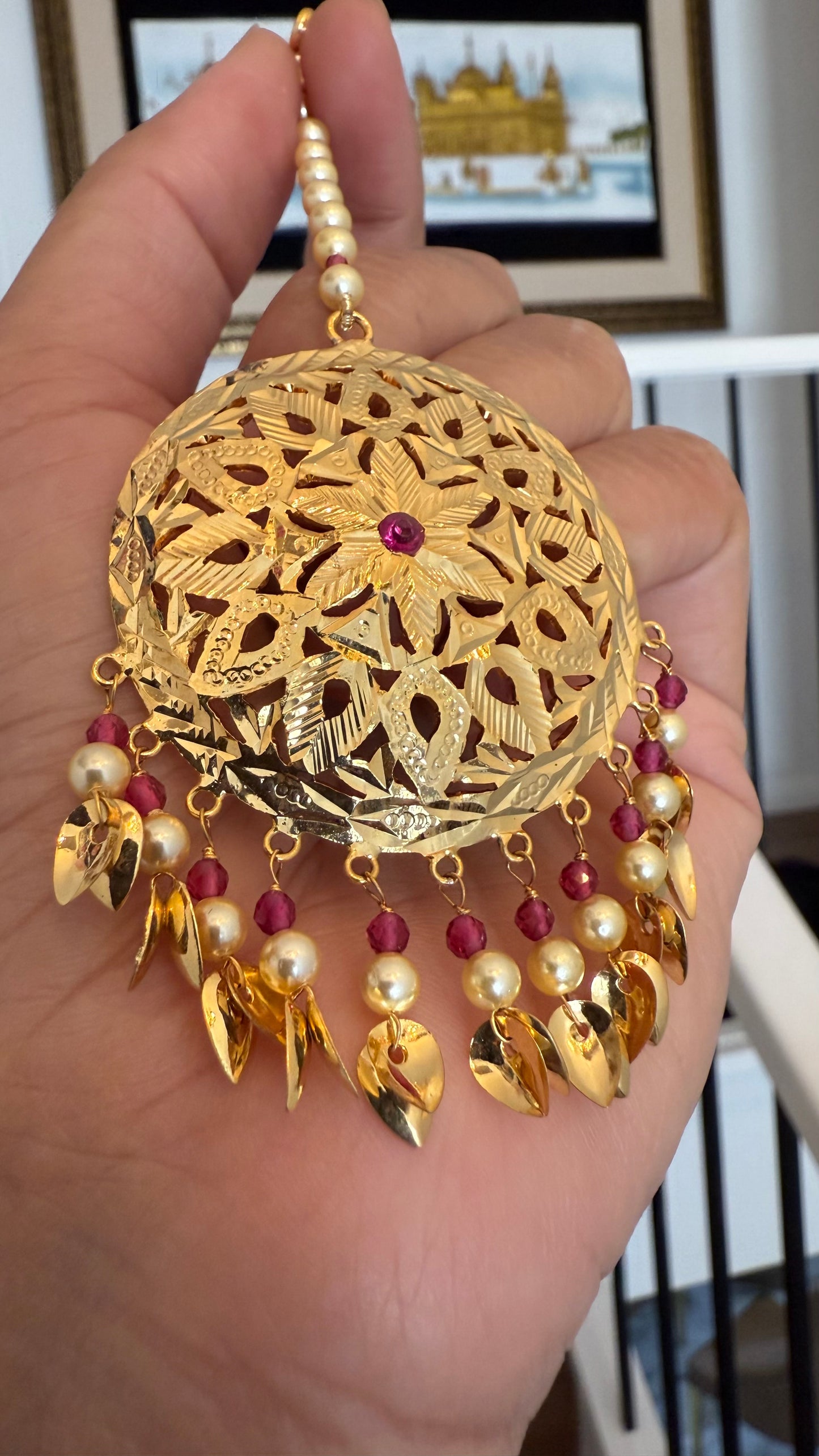 Gold plated tikka Punjabi traditional with pippal patti sandookh collection