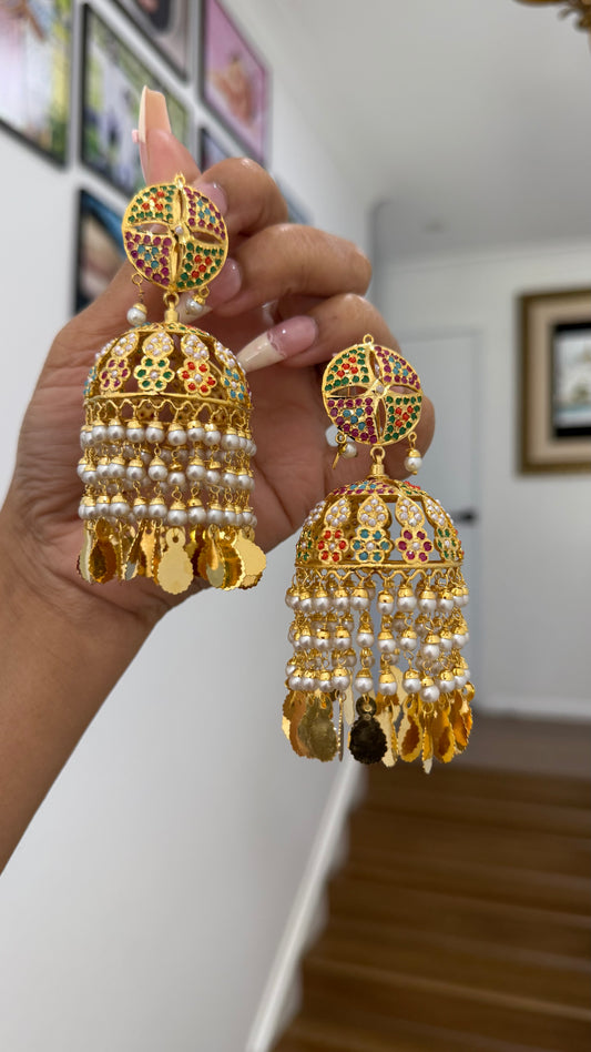 Real Jadau Gold Plated Jhumka