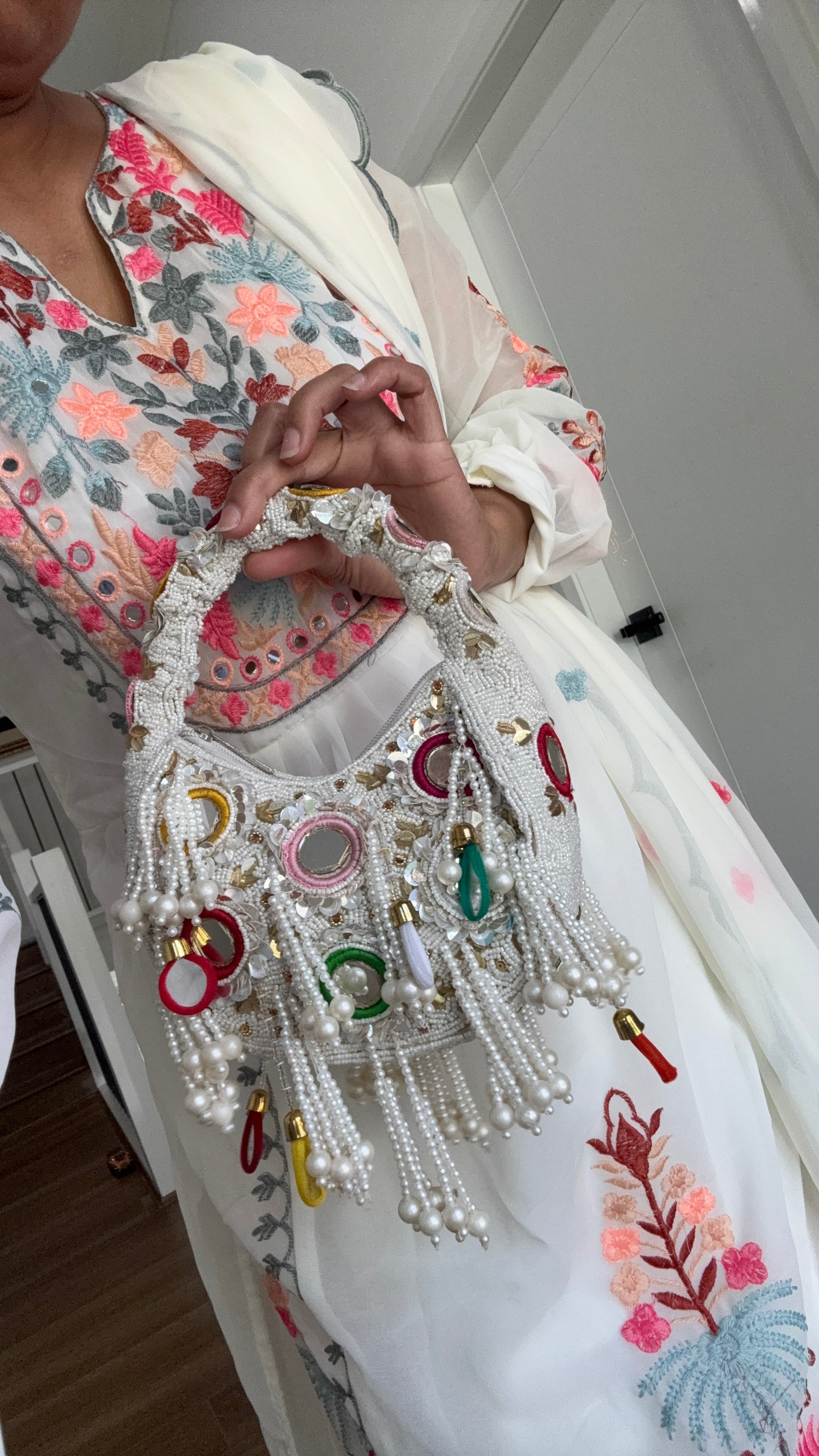 Decorative handbag with beads and colorful accents held party bag clutch handbag evening purse