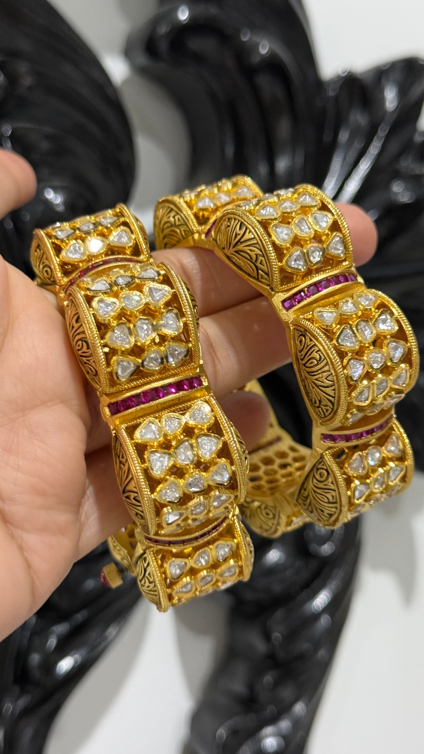 Premium kundan gold plated kangan