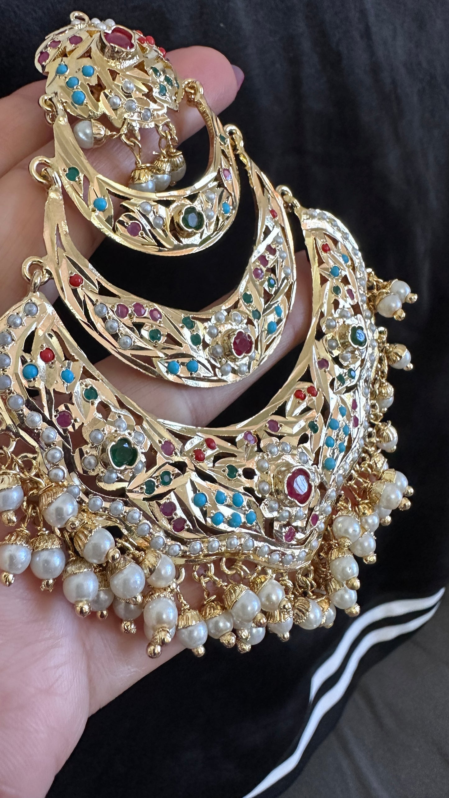 Real jadau oversized earrings