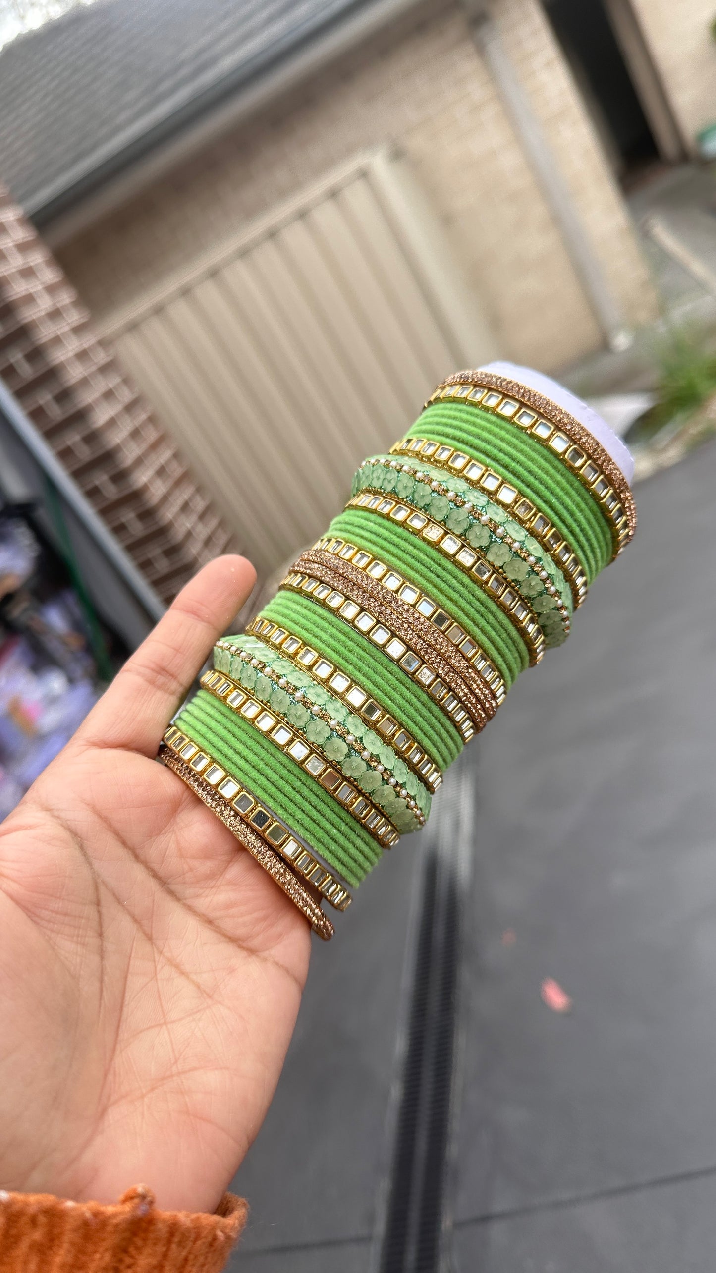 parrot green Bangles metal bangles