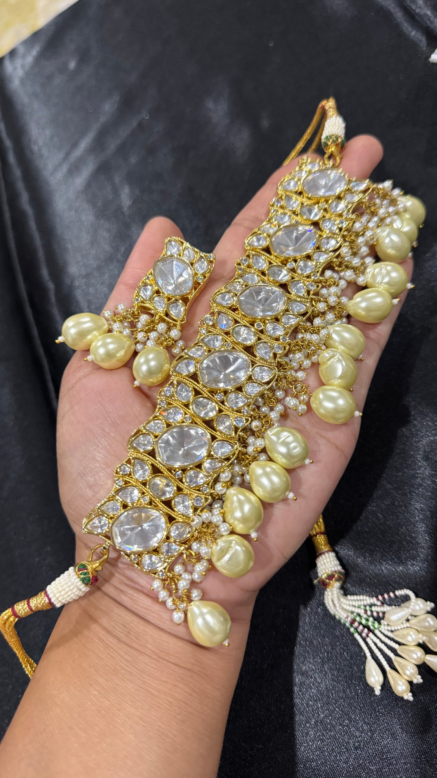 Gold Plated Kundan Necklace with Earring