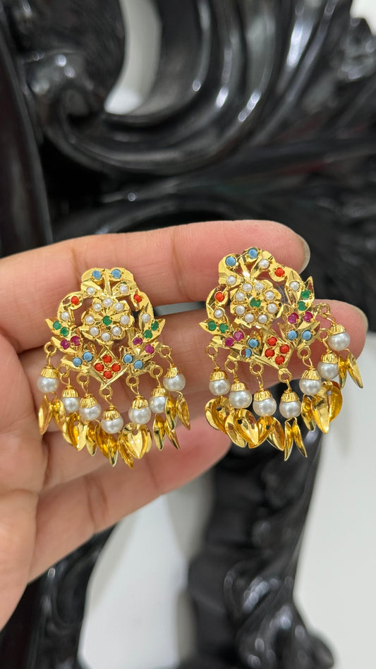real jadau gold plated stud earrings