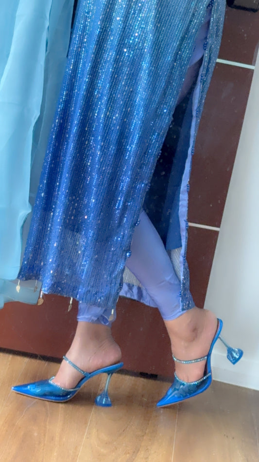 long kurta with dupatta and pants Indian outfit