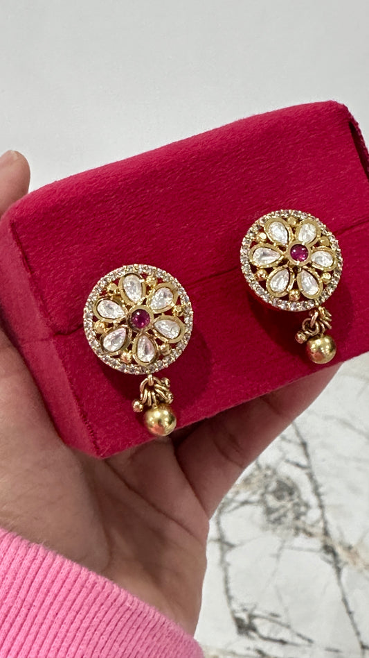 Uncut kundan gold plated studs