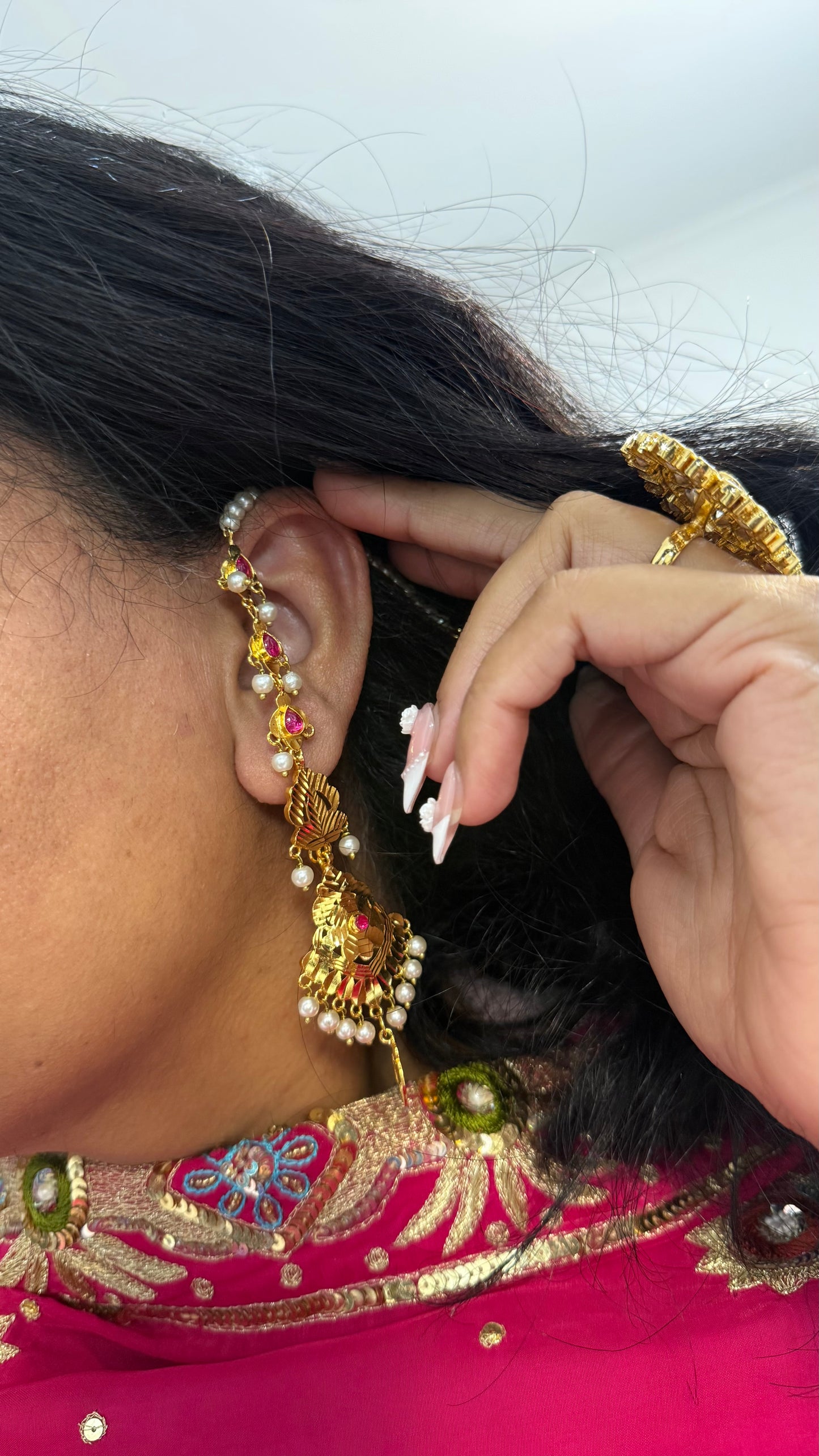 Gold plated earrings with attached sahare Sandookh collection