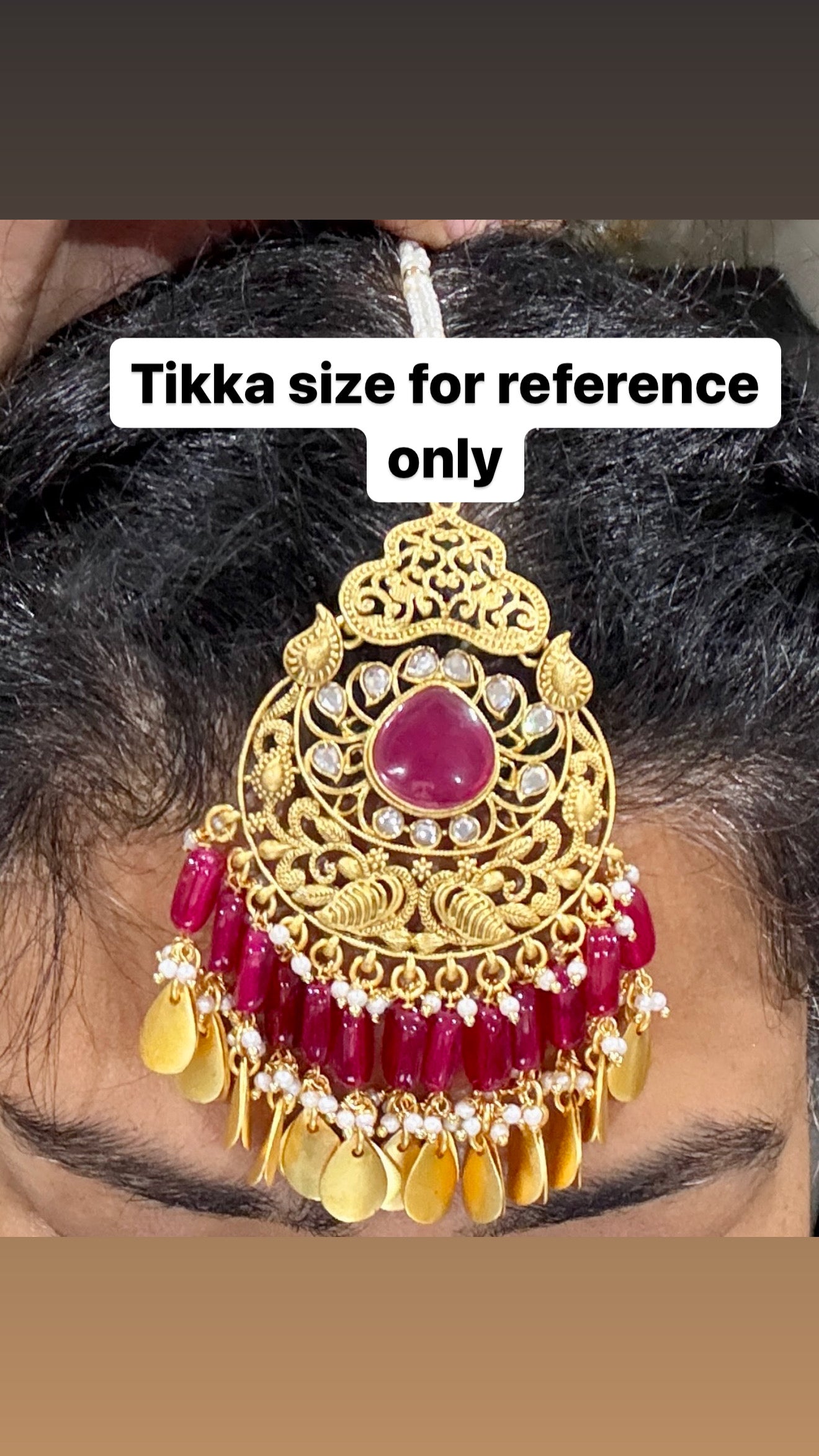 Kaira oversizes earrings with tikka Antique look