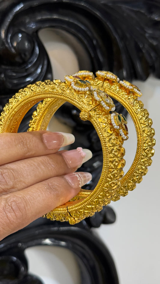 Gold plated kangan Sandookh collection design no 41