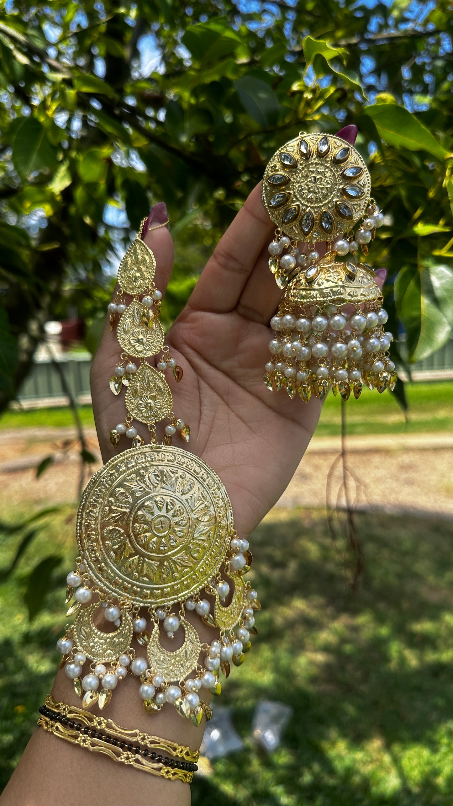 Pippal  patti oversized tikka jhumka traditional