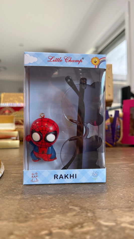 Kids Rakhi Spiderman with sunnies for sister