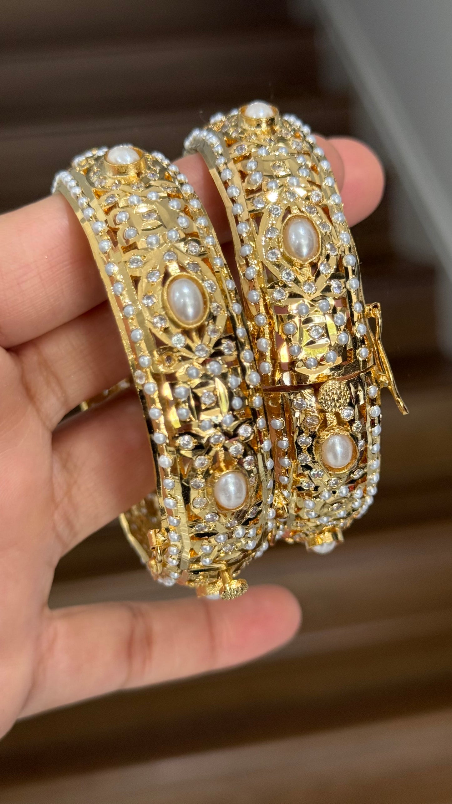 Elegant Real Jadau Gold Plated Kangan with intricate traditional craftsmanship and stunning design