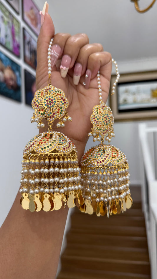 Real Jadau Gold Plated Jhumka