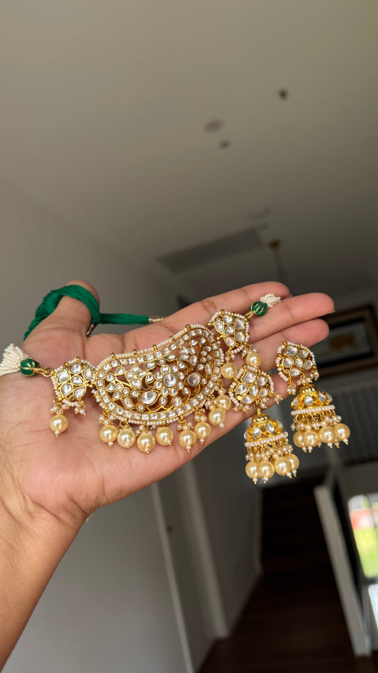 Pachi Kundan Choker Set – Bridal Indian Jewelry with Earrings