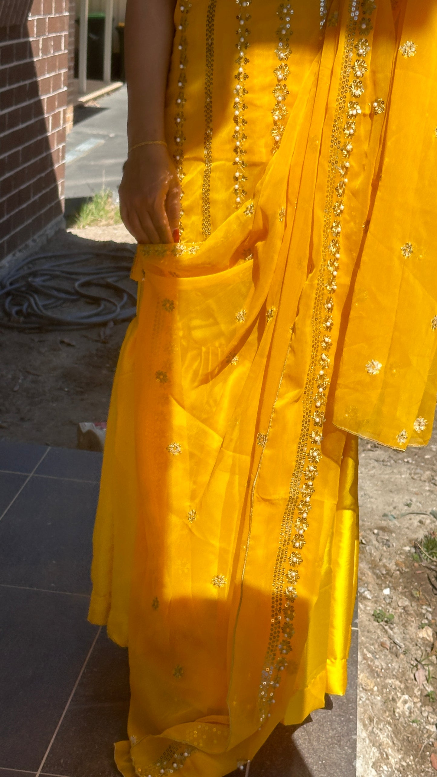 Pakistani shifon outfit with dupatta and bottom