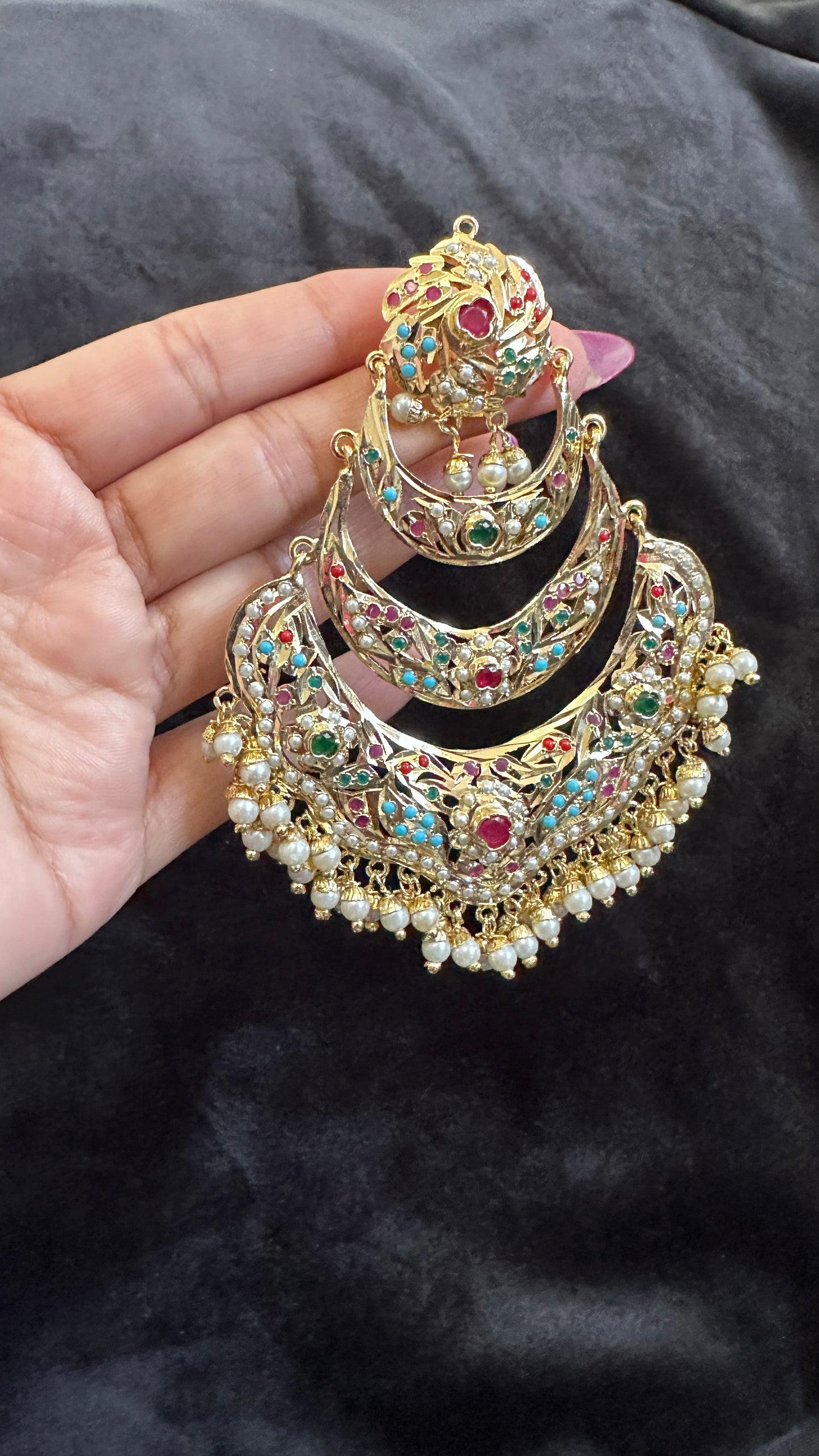 Real jadau oversized earrings