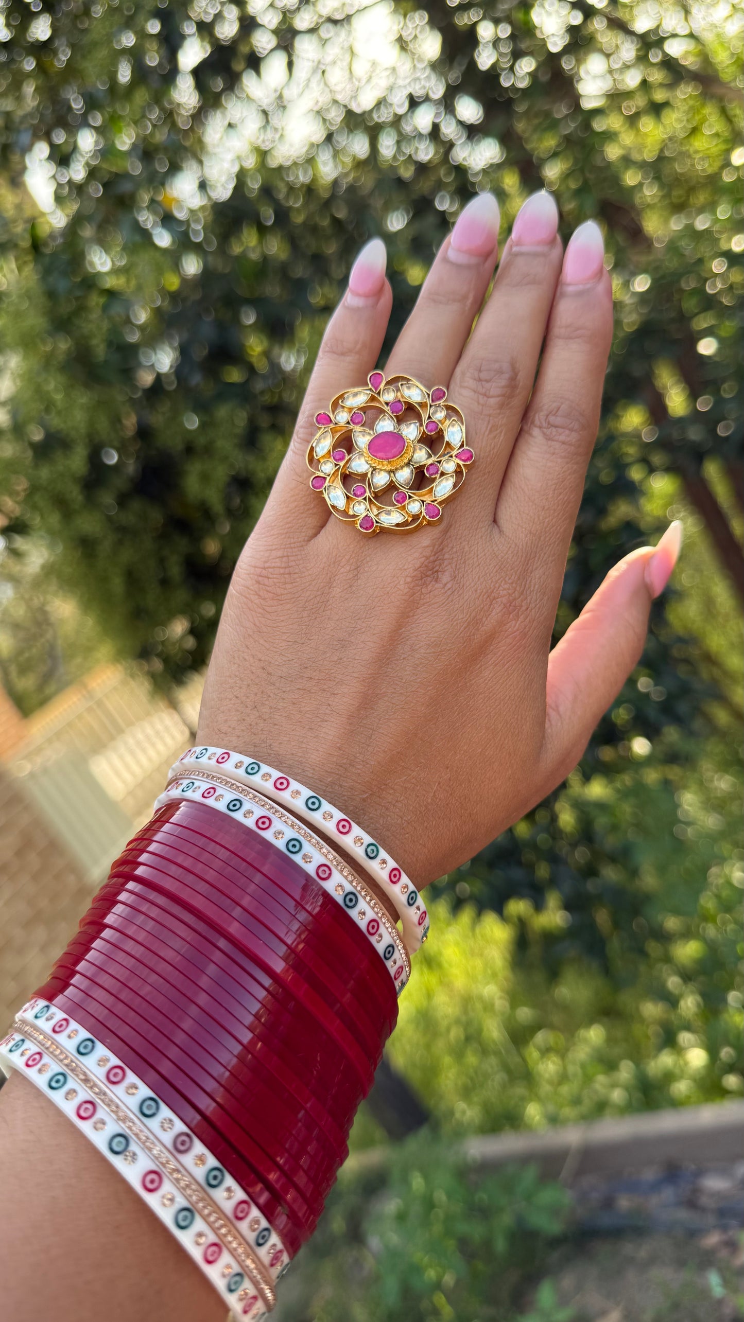 Adjustable Ring Pachi Kundan Design no 36