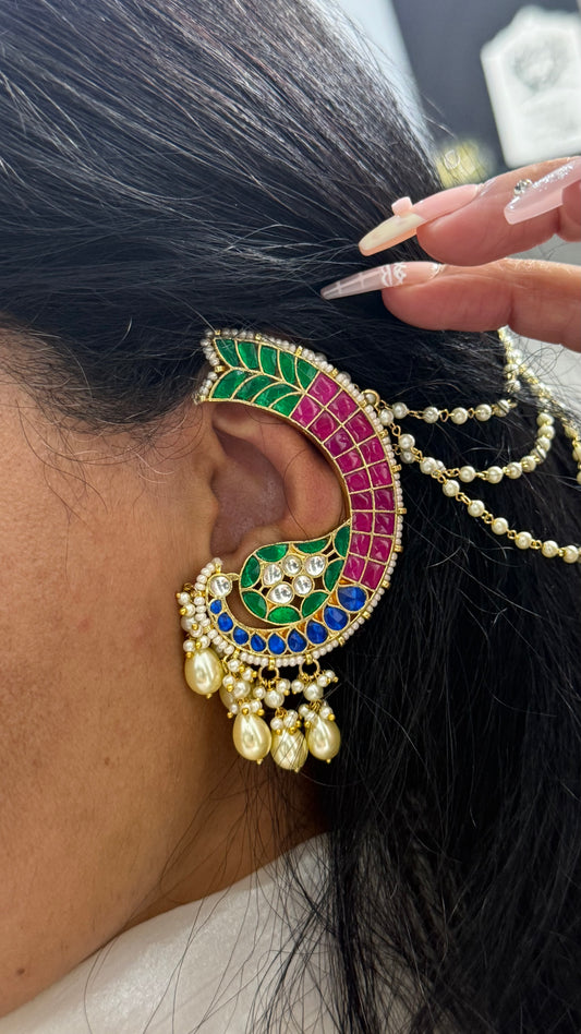 Premium Pachi Kundan Ear Cuffs & Earrings