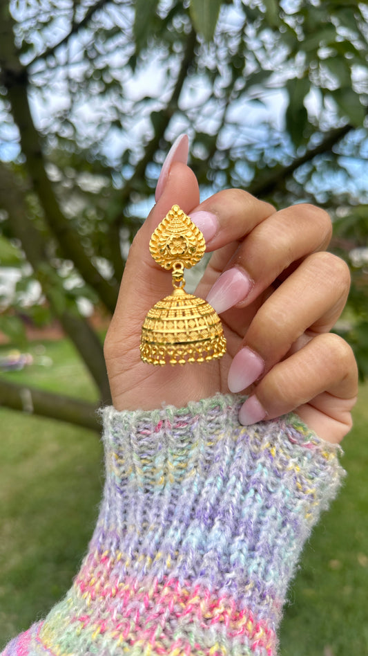 Gold look jhumka earrings