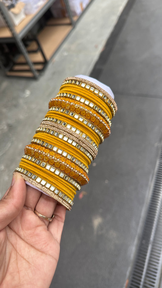 yellow bangles metal bangles