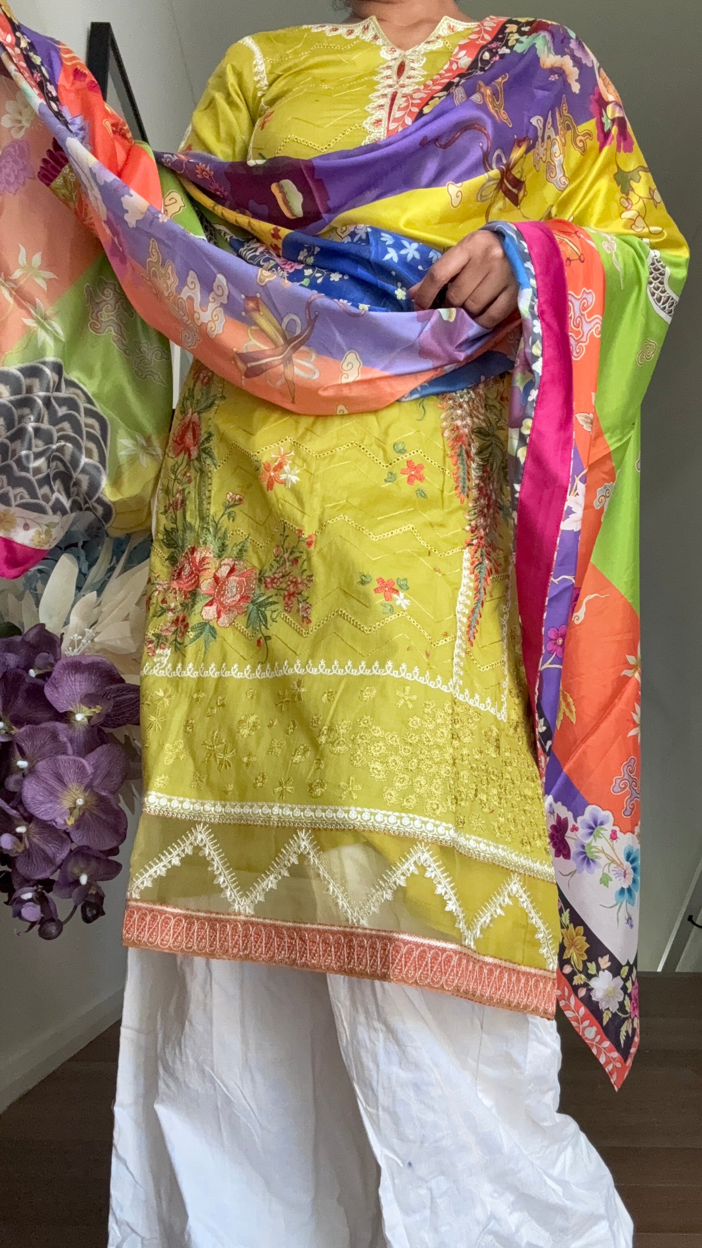 Pakistani pant palazo with dupatta pure cotton suit