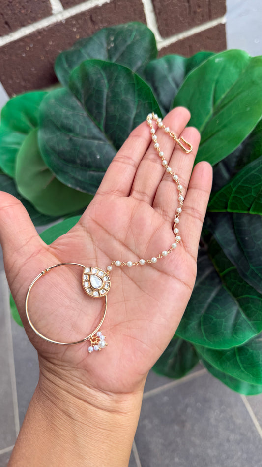 Kundan Nath (Non-Piercing Nose Ring) – Traditional Bridal Nath