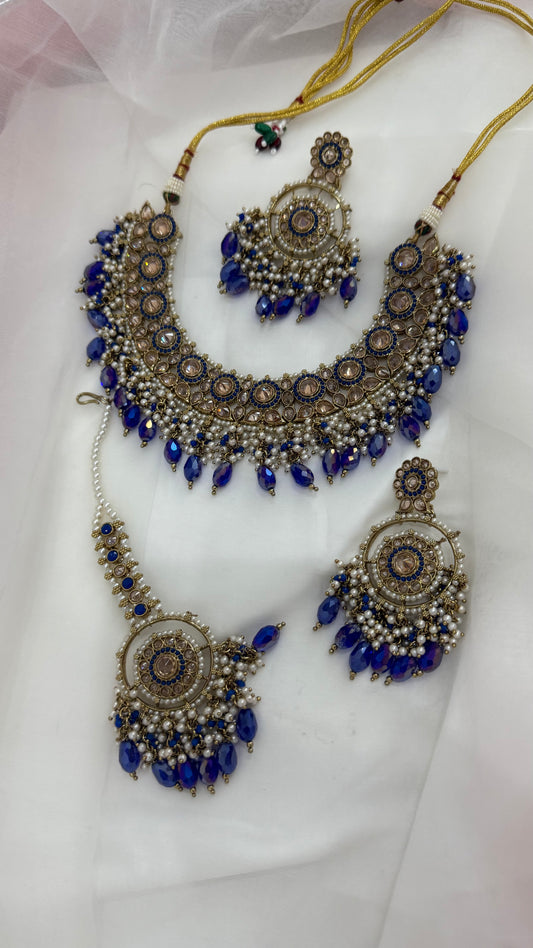 Polki Kundan Necklace blue