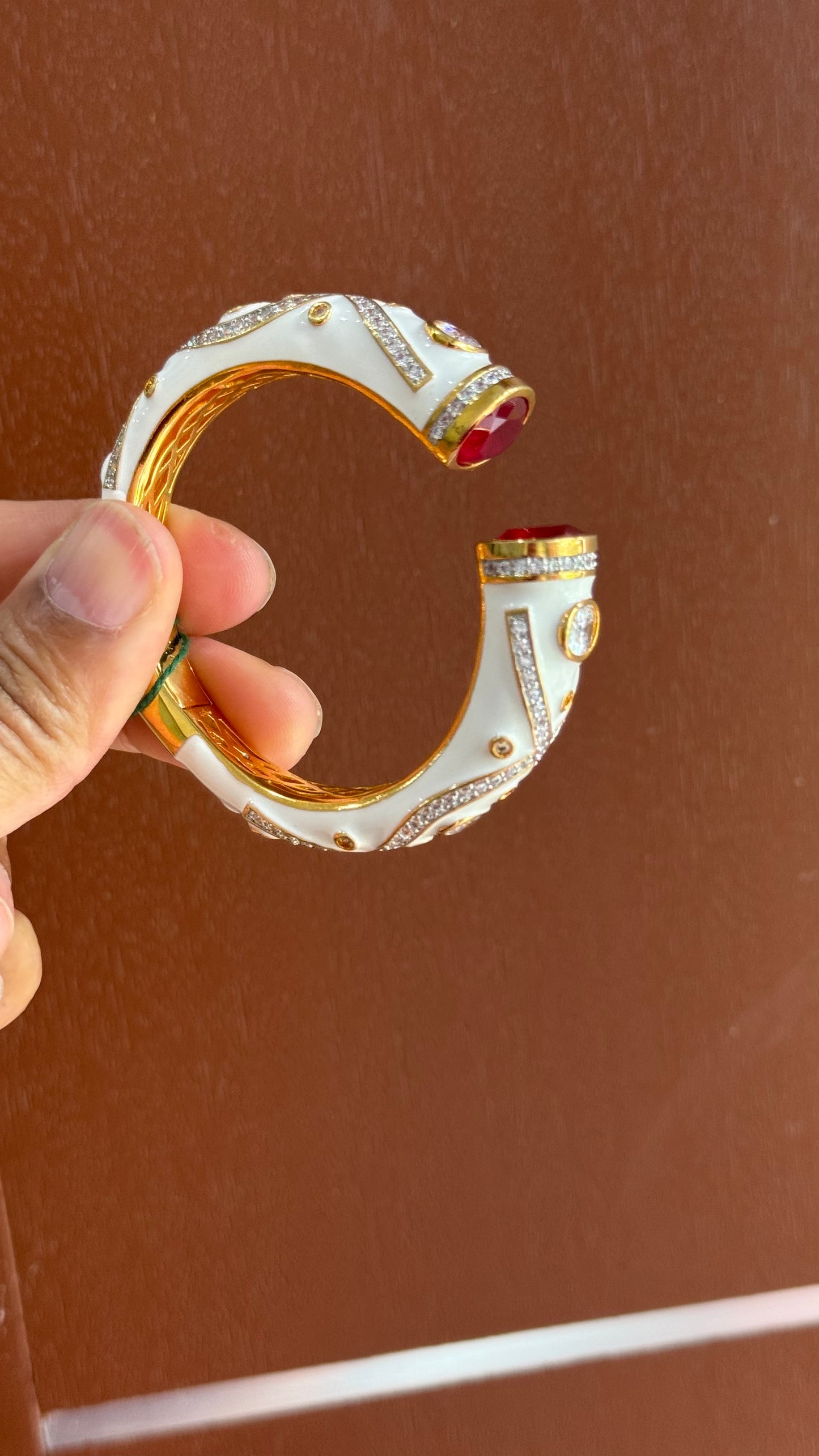 Gold plated free size statement bracelet / Kangan