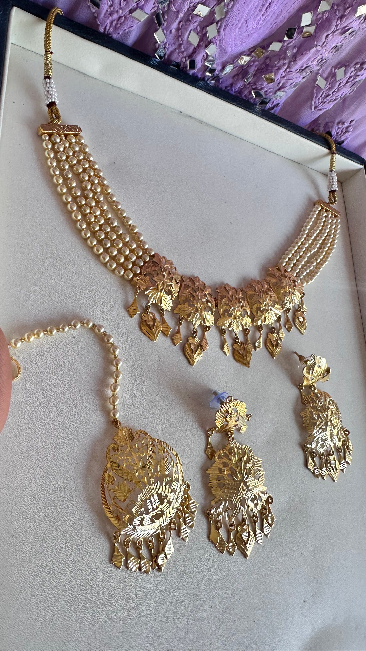 Sandookh collection gold plated necklace set