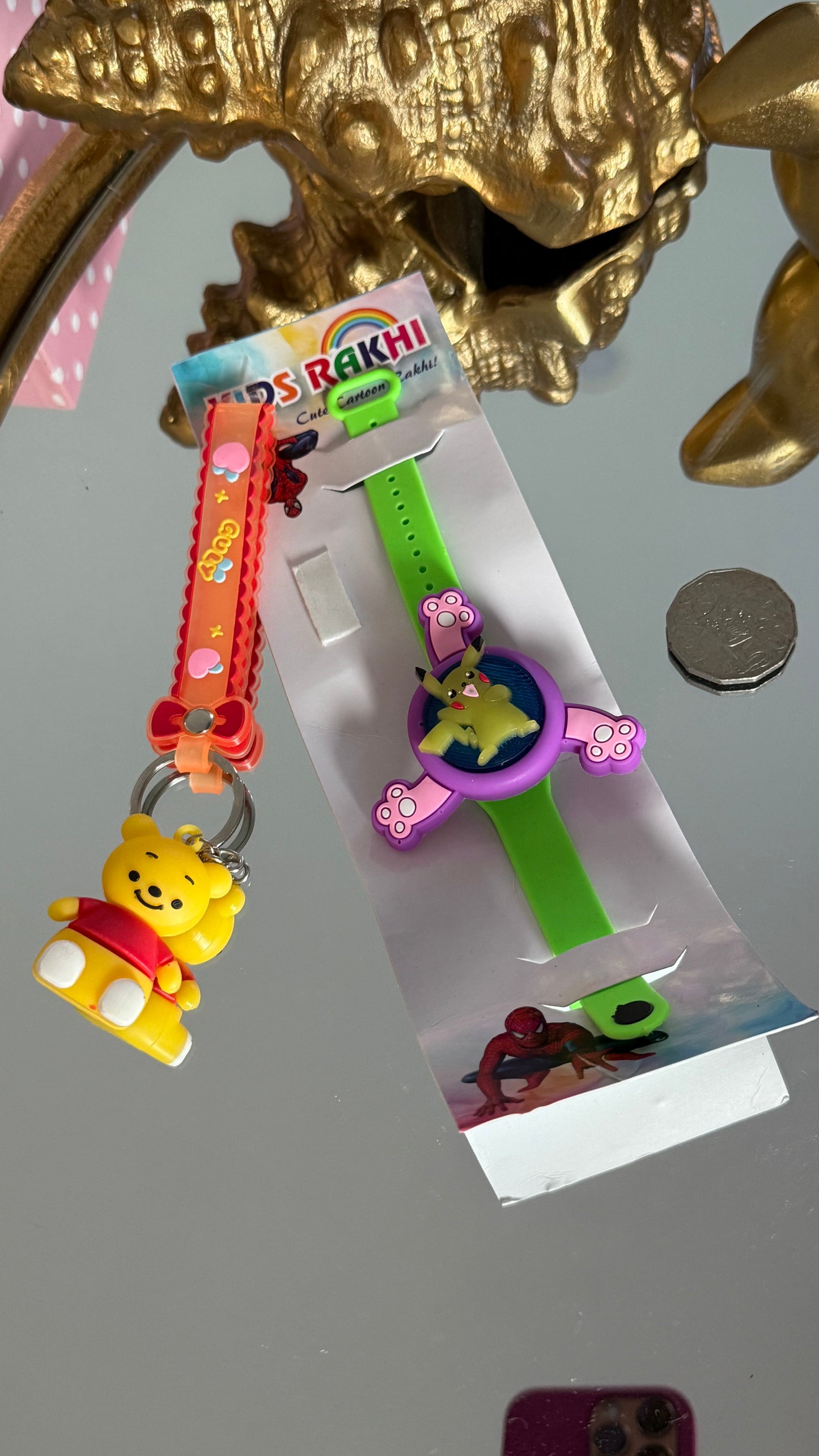 Kids Toy Rakhi – with Fidget Spinner with Lights and key chain
