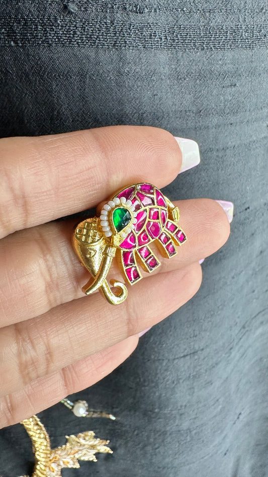 Pachi kundan elephant studs multi